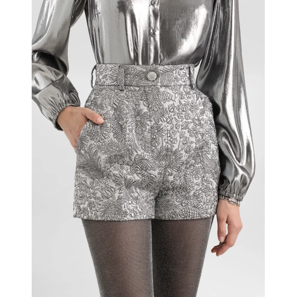 Dolce & Gabbana Lamé floral jacquard bermuda Shorts, view 4