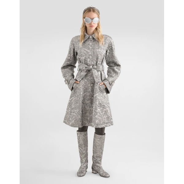 Dolce & Gabbana Lamé floral jacquard fabric trench coat, view 2