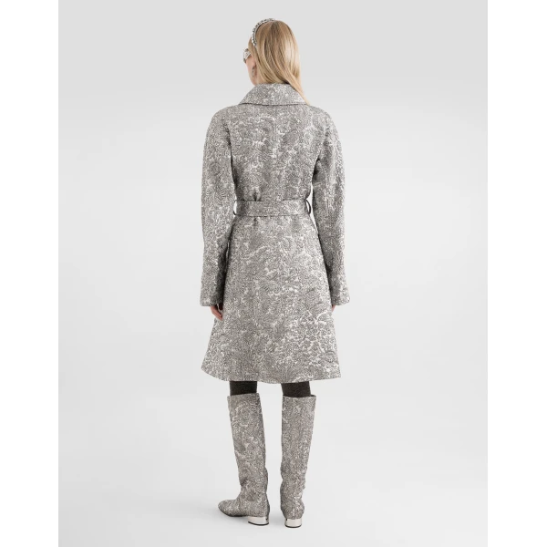 Dolce & Gabbana Lamé floral jacquard fabric trench coat, view 3