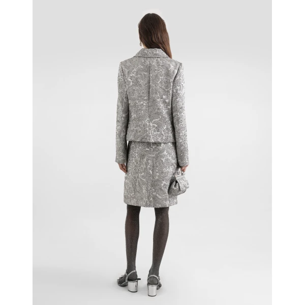 Dolce & Gabbana Lamé floral jacquard midi skirt, view 3