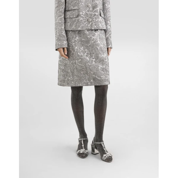 Dolce & Gabbana Lamé floral jacquard midi skirt, view 4