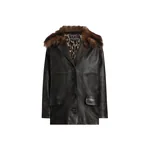 Dolce & Gabbana Leather jacket with fur collar
