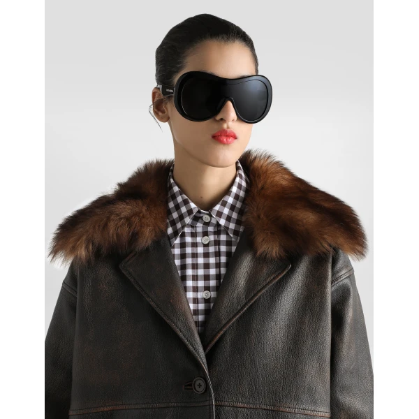 Dolce & Gabbana Leather jacket with fur collar, view 4