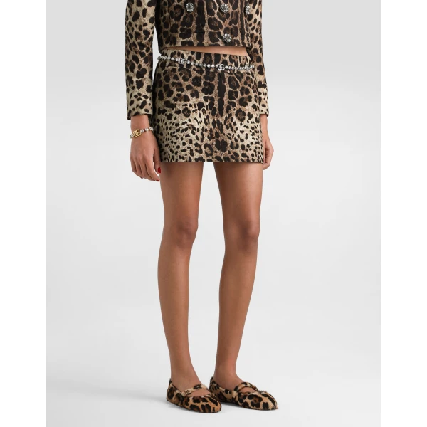 Dolce & Gabbana Leo-print brocade mini skirt, view 4