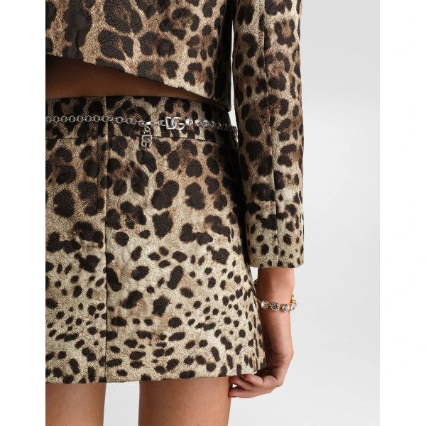 Dolce & Gabbana Leo-print brocade mini skirt, view 5