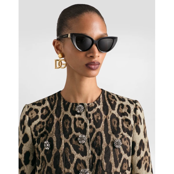 Dolce & Gabbana Leo-print brocade single-breasted jacket with jewel buttons, view 4