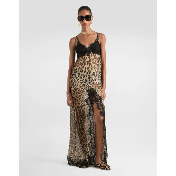 Dolce & Gabbana Leo-print chiffon slip dress, view 2