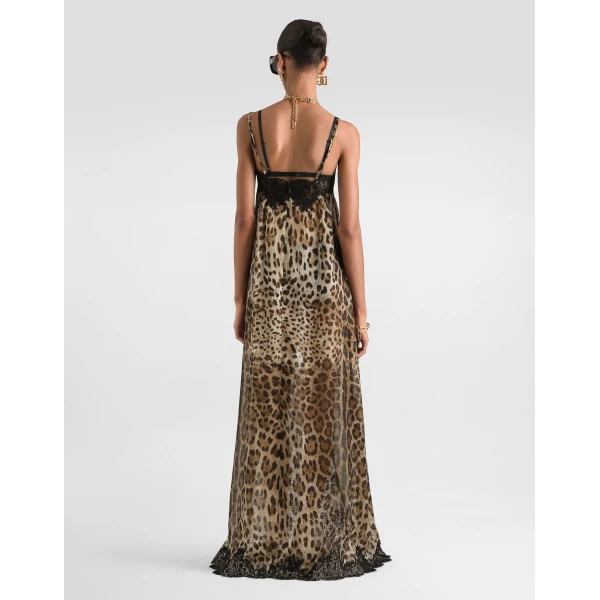 Dolce & Gabbana Leo-print chiffon slip dress, view 3