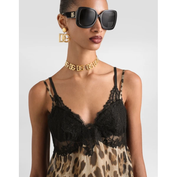 Dolce & Gabbana Leo-print chiffon slip dress, view 5
