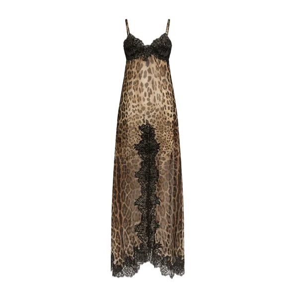 Dolce & Gabbana Leo-print chiffon slip dress