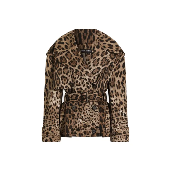Leo-print cotton drill jacket