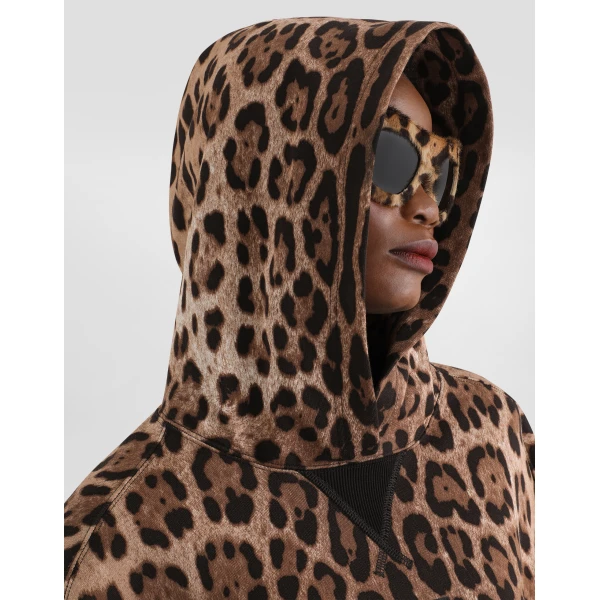 Dolce & Gabbana Leo-print cotton hooded sweatshirt, view 5