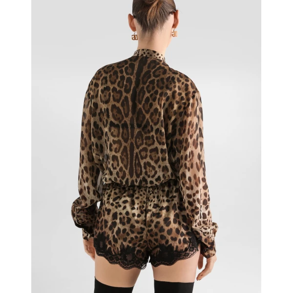 Dolce & Gabbana Leo-print georgette shirt, view 3