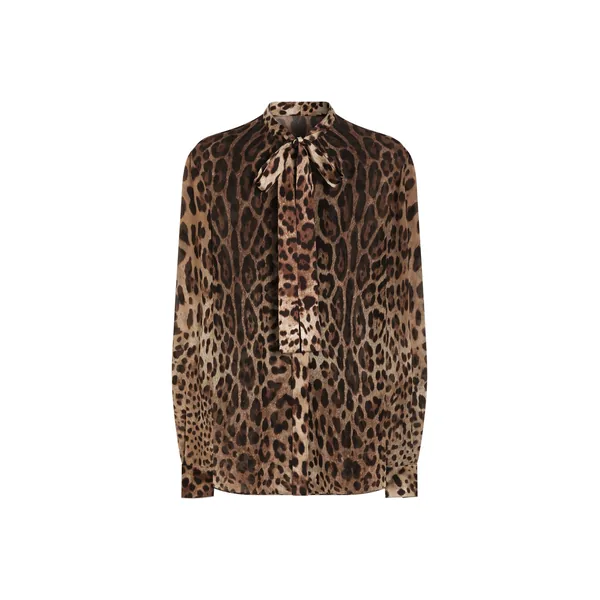 Dolce & Gabbana Leo-print georgette shirt