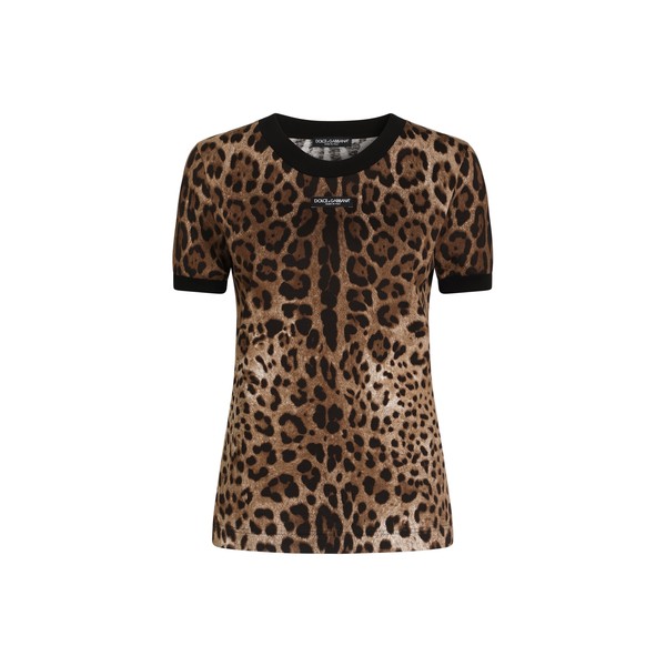 Dolce & Gabbana Leo-print jersey t-shirt Top