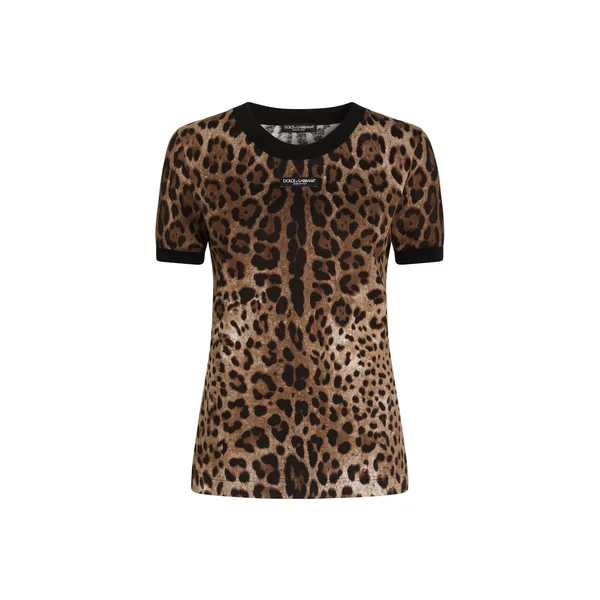 Dolce & Gabbana Leo-print jersey t-shirt Top