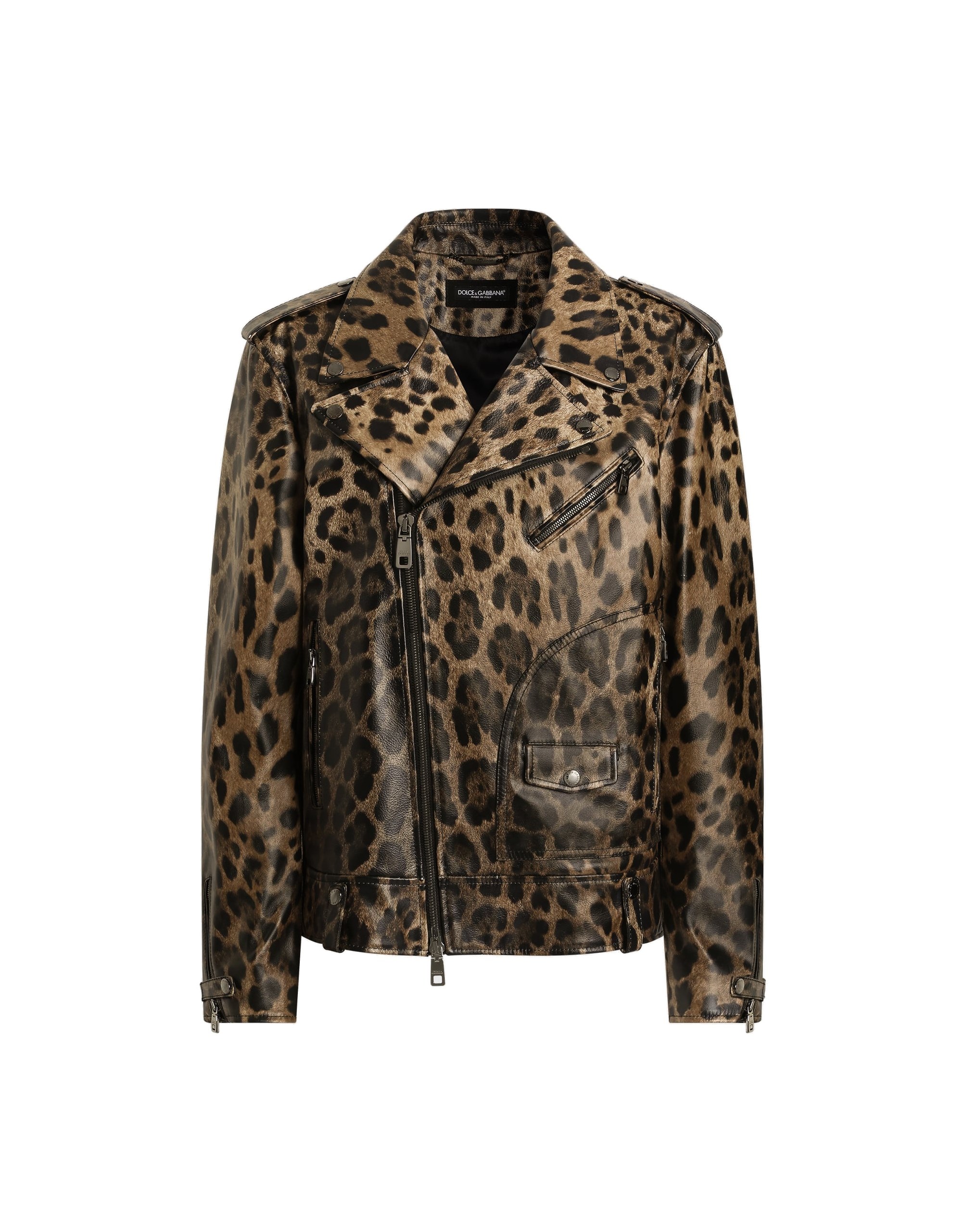 Dolce & Gabbana Leo-print leather jacket