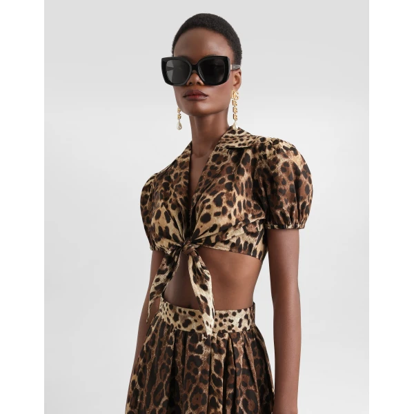 Dolce & Gabbana Leo-print poplin shirt, view 4