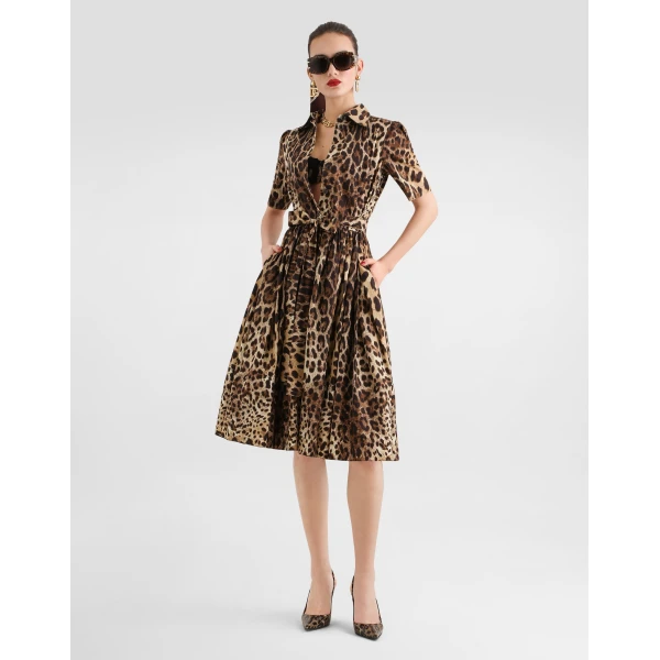 Dolce & Gabbana Leo-print poplin shirt dress, view 2
