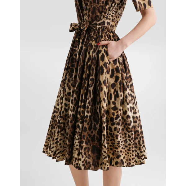 Dolce & Gabbana Leo-print poplin shirt dress, view 5