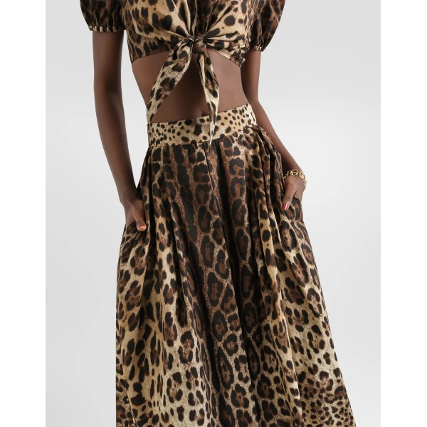 Dolce & Gabbana Leo-print poplin skirt, view 4