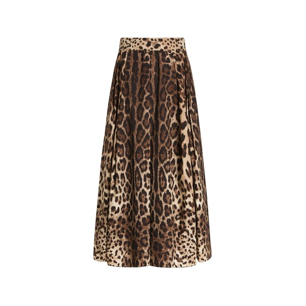 Dolce & Gabbana Leo-print poplin skirt