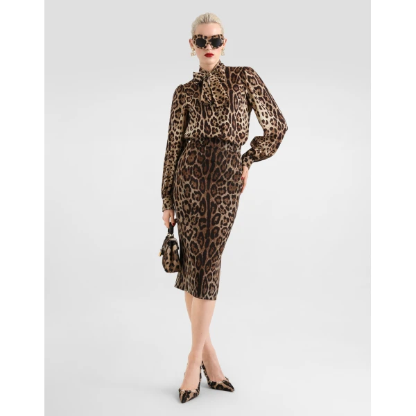 Dolce & Gabbana Leo-print silk charmeuse shirt, view 2