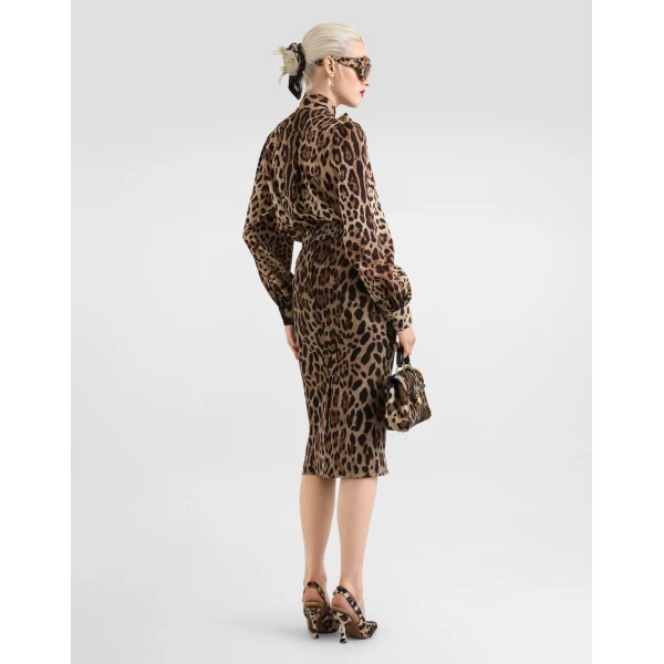 Dolce & Gabbana Leo-print silk charmeuse shirt, view 3