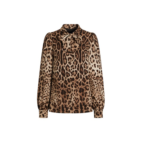 Dolce & Gabbana Leo-print silk charmeuse shirt