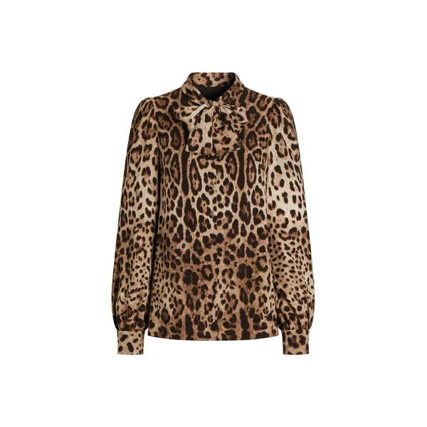 Dolce & Gabbana Leo-print silk charmeuse shirt