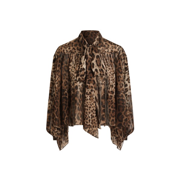Dolce & Gabbana Leo-print silk chiffon shirt