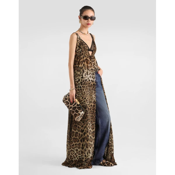 Dolce & Gabbana Leo-print stretch sheer dress, view 2