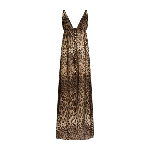 Dolce & Gabbana Leo-print stretch sheer dress