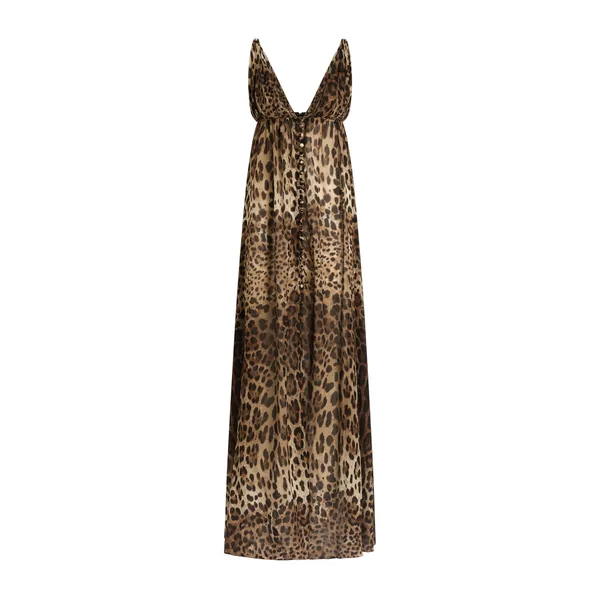 Dolce & Gabbana Leo-print stretch sheer dress