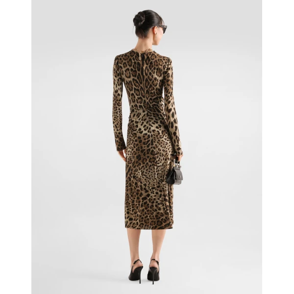 Dolce & Gabbana Leo-print viscose jersey dress, view 3