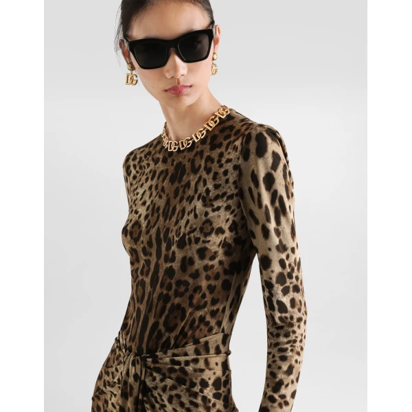 Dolce & Gabbana Leo-print viscose jersey dress, view 4