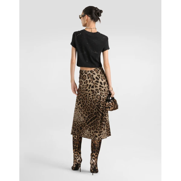 Dolce & Gabbana Leo-print viscose jersey skirt, view 3