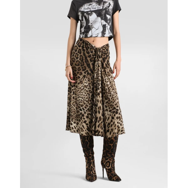 Dolce & Gabbana Leo-print viscose jersey skirt, view 4