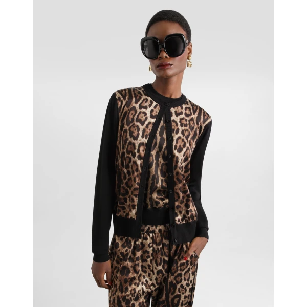 Dolce & Gabbana Leo-print wool cardigan, view 4
