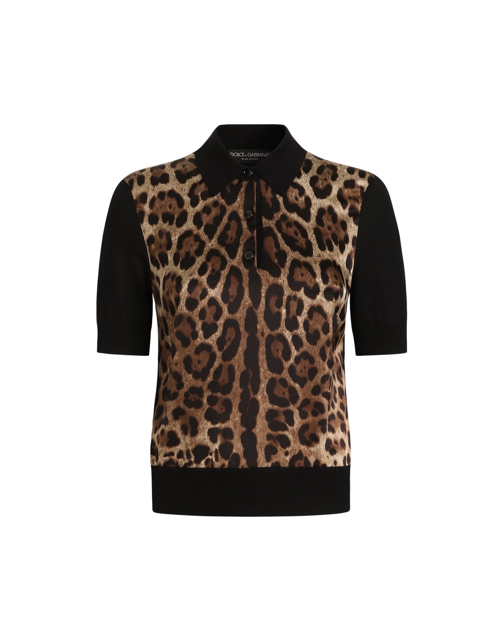 Dolce & Gabbana Leo-print wool polo pullover