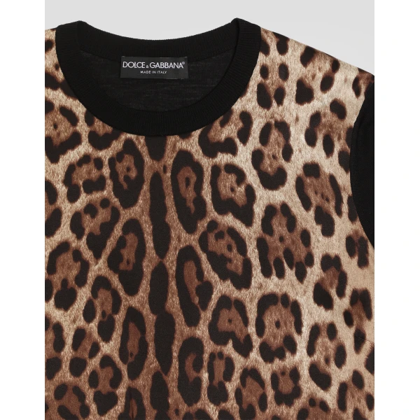Dolce & Gabbana Leo-print wool pullover Knit, view 3