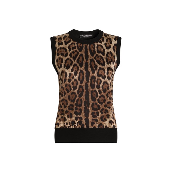 Dolce & Gabbana Leo-print wool top