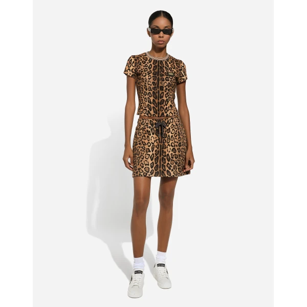 Dolce & Gabbana Leopard-print Crespo fleece miniskirt Skirt, view 2