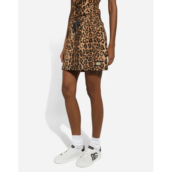 Dolce & Gabbana Leopard-print Crespo fleece miniskirt Skirt, view 4