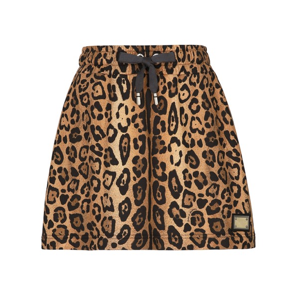 Dolce & Gabbana Leopard-print Crespo fleece miniskirt Skirt