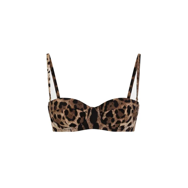 Leopard-print balconette bikini top