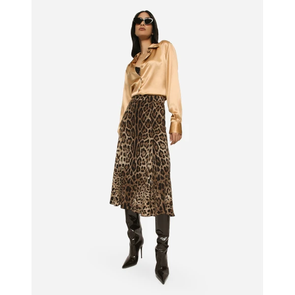 Dolce & Gabbana Leopard-print cady circle skirt, view 2