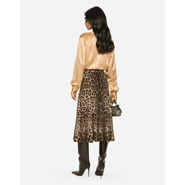 Dolce & Gabbana Leopard-print cady circle skirt, view 3