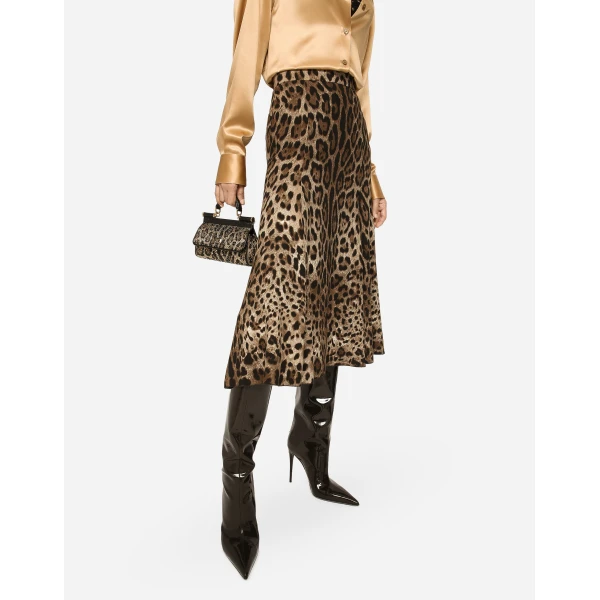 Dolce & Gabbana Leopard-print cady circle skirt, view 4