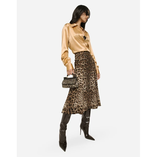 Dolce & Gabbana Leopard-print cady circle skirt, view 5